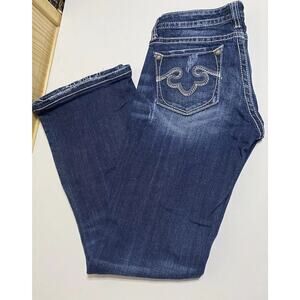 Rerock Express Womens Low Rise Boot Cut Distressed Faded Jeans Size 4R